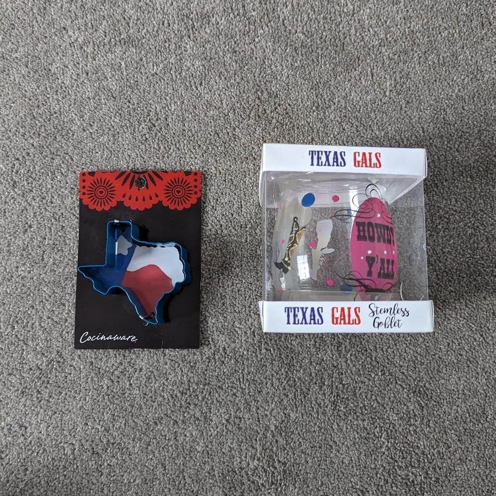 Texas Wine Glass and Cookie Cutter Set NEW NWT